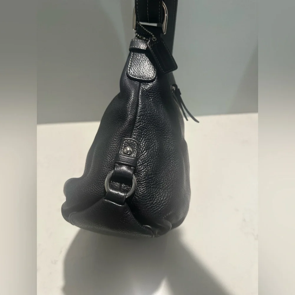 Coach Vintage Black Leather Duffle Hobo Bag